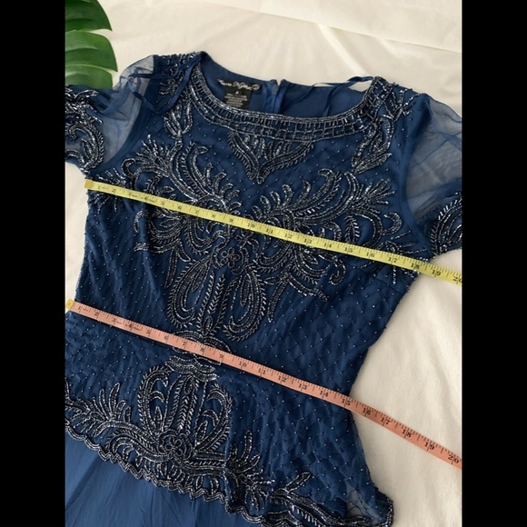 NEW Pisarro Nights Beaded Mock Peplum Gown Blue 8 - Picture 11 of 11
